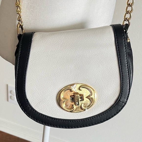 Emma Fox Black and White Leather Crossbody Bag NWOT - Picture 1 of 6